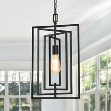 Load image into Gallery viewer, Black Modern Farmhouse Pendant 1-Light Geometric Cage Pendant Light Hall Foyer Mini Island 1478CDR Chandelier
