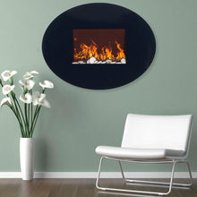 Load image into Gallery viewer, 34 in. Wall-Mount Oval Glass Electric Fireplace in Black 7529
