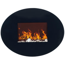 Load image into Gallery viewer, 34 in. Wall-Mount Oval Glass Electric Fireplace in Black 7529
