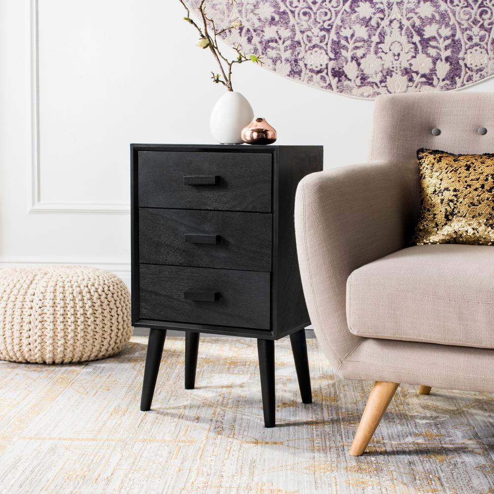 Pomona Black 3-Drawer End Table - 544CE