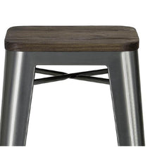 Load image into Gallery viewer, SET OF 2 Penelope 30 in. Antique Gun Metal Bar Stool with Wood Seat - 581CE
