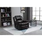 Brown Big and Tall Heavy Duty Faux Leather 8-Point Massage Recliner with Remote Control And Side Pocket