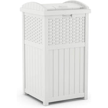 Load image into Gallery viewer, Suncast GHW1732WH Trashcan Hideaway Outdoor 33 Gallon Garbage Waste Bin, White 5983RR

