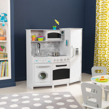 Load image into Gallery viewer, Large Wooden Play Kitchen with Lights &amp; Sounds, Icemaker, Play Phone - White
