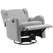 Load image into Gallery viewer, Angel Line Rebecca Upholstered Swivel Gliding Recliner, Gray Linen
