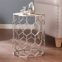 Load image into Gallery viewer, Carmen Metal Accent Table - Antique silver - Aiden Lane #4250
