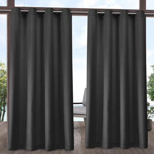 Indoor Outdoor Solid 54 in. W x 96 in. L Grommet Top Curtain Panel in Charcoal (2 Panels) - 170DC