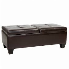 Merrill Double Opening Leather Storage Ottoman - Chocolate Brown - Christopher Knight Home #4285