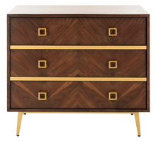 Load image into Gallery viewer, Katia 3-Drawer Walnut/Gold Chest #842HW
