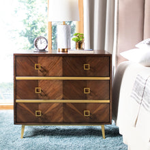Load image into Gallery viewer, Katia 3-Drawer Walnut/Gold Chest #842HW
