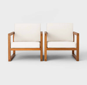 Kaufmann Wood Patio Club Chair - Linen set of 2 #4215