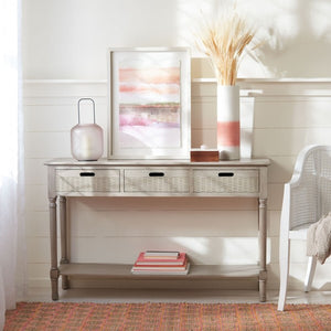 Landers 47.3 in. Taupe 3-Drawer Console Table