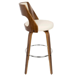 Cecina Walnut and Cream Faux Leather Bar Stool (Set of 2) 7076