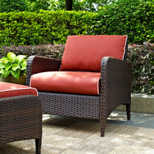 Load image into Gallery viewer, Kiawah Wicker Outdoor Lounge Chair with Sangria Cushions 7118

