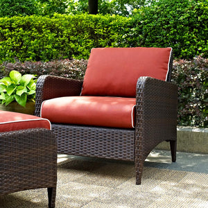 Kiawah Wicker Outdoor Lounge Chair with Sangria Cushions 7118