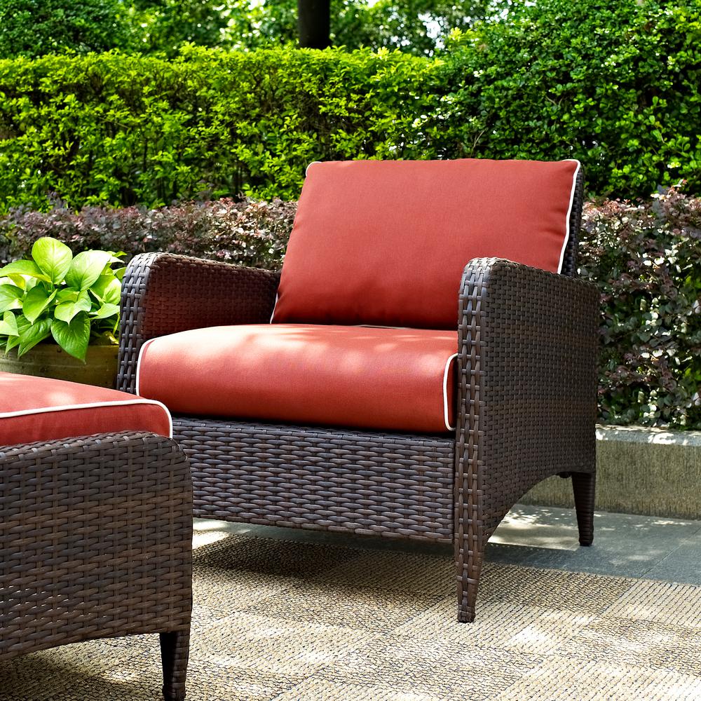 Kiawah Wicker Outdoor Lounge Chair with Sangria Cushions 7118