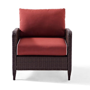 Kiawah Wicker Outdoor Lounge Chair with Sangria Cushions 7118