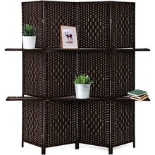 Load image into Gallery viewer, Room Divider 4 Panel Privacy Screen with Removable Storage Shelves, Black
