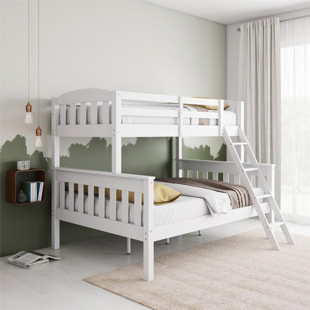 Elm & Oak Airlie Twin Over Full Bunk Bed, White