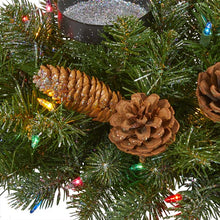Load image into Gallery viewer, 24in. Flocked and Glittered Artificial Christmas Double Candelabrum with 35 Multicolored Lights and Pine Cones
