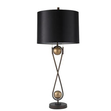 Load image into Gallery viewer, 33 in. Metal Infinity Table Lamp with Black Shade Bronze
