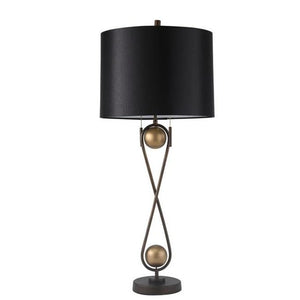 33 in. Metal Infinity Table Lamp with Black Shade Bronze