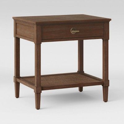 Charleston Wicker Wood Night Stand in Brown Finish #9475