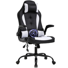 Load image into Gallery viewer, PC Gaming Chair Massage Office Chair Ergonomic Desk Chair Racing Executive PU Leather Computer Chair with Lumbar Support Headrest Armrest Task Rolling Swivel Chair for Women Adults, White 7544
