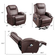 Load image into Gallery viewer, Lacoo Power Lift Recliner with Massage and Heat, Brown Faux Leather **AS IS**
