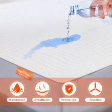 Load image into Gallery viewer, Sweetnight Waterproof Mattress Protector with 4 Bed Sheet Holder Straps Noiseless Sleep Mattress Cover, King
