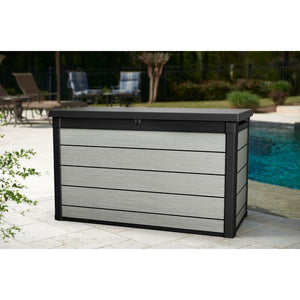 Gefjun 200 Gallon Resin Deck Box in Gray with Black Top & Edges #9810