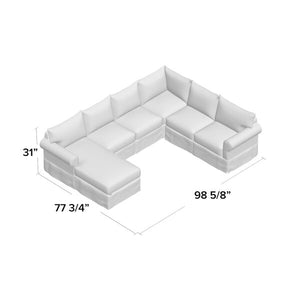 Jameson 119" Slipcovered U-Shaped Sectional Bevin Natural Linen AS IS