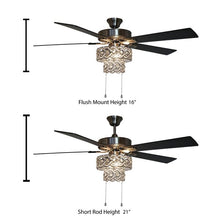 Load image into Gallery viewer, 52&quot; Nowthen 5 - Blade Crystal Ceiling Fan with Pull Chain and Light Kit Included #AD81
