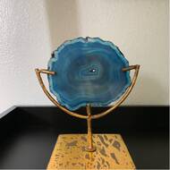 Load image into Gallery viewer, Blue/Gold Navasota Decorative Agate Décor (1310ND)
