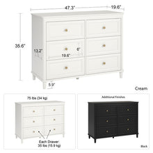 Load image into Gallery viewer, Piper 6 Drawer Double Dresser White #1556HW
