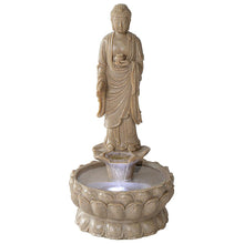 Load image into Gallery viewer, Earth Witness Buddha Large Stone Bonded Resin Illuminated Garden Fountain 7541
