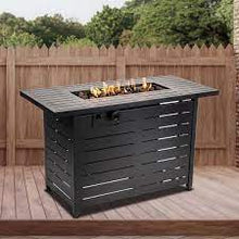 Load image into Gallery viewer, 42 in. L x 20 in. W x 25 in. H 50000 BTU Black Propane Fire Pits Steel Outdoor Tabletop with Lava Rocks, MRM33
