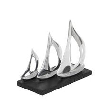 Load image into Gallery viewer, 9 in. Stylized Sailboats Decorative Sculpture in Polished Silver, 5681RR
