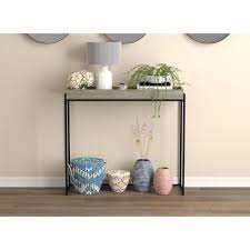 35 in. Dark Taupe Rectangle Wood Console Table with Storage,