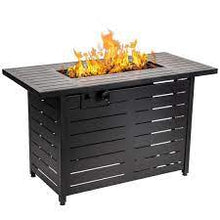 Load image into Gallery viewer, 42 in. L x 20 in. W x 25 in. H 50000 BTU Black Propane Fire Pits Steel Outdoor Tabletop with Lava Rocks, MRM33
