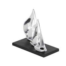 Load image into Gallery viewer, 9 in. Stylized Sailboats Decorative Sculpture in Polished Silver, 5681RR
