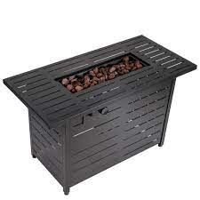 42 in. L x 20 in. W x 25 in. H 50000 BTU Black Propane Fire Pits Steel Outdoor Tabletop with Lava Rocks, MRM33
