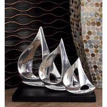 Load image into Gallery viewer, 9 in. Stylized Sailboats Decorative Sculpture in Polished Silver, 5681RR
