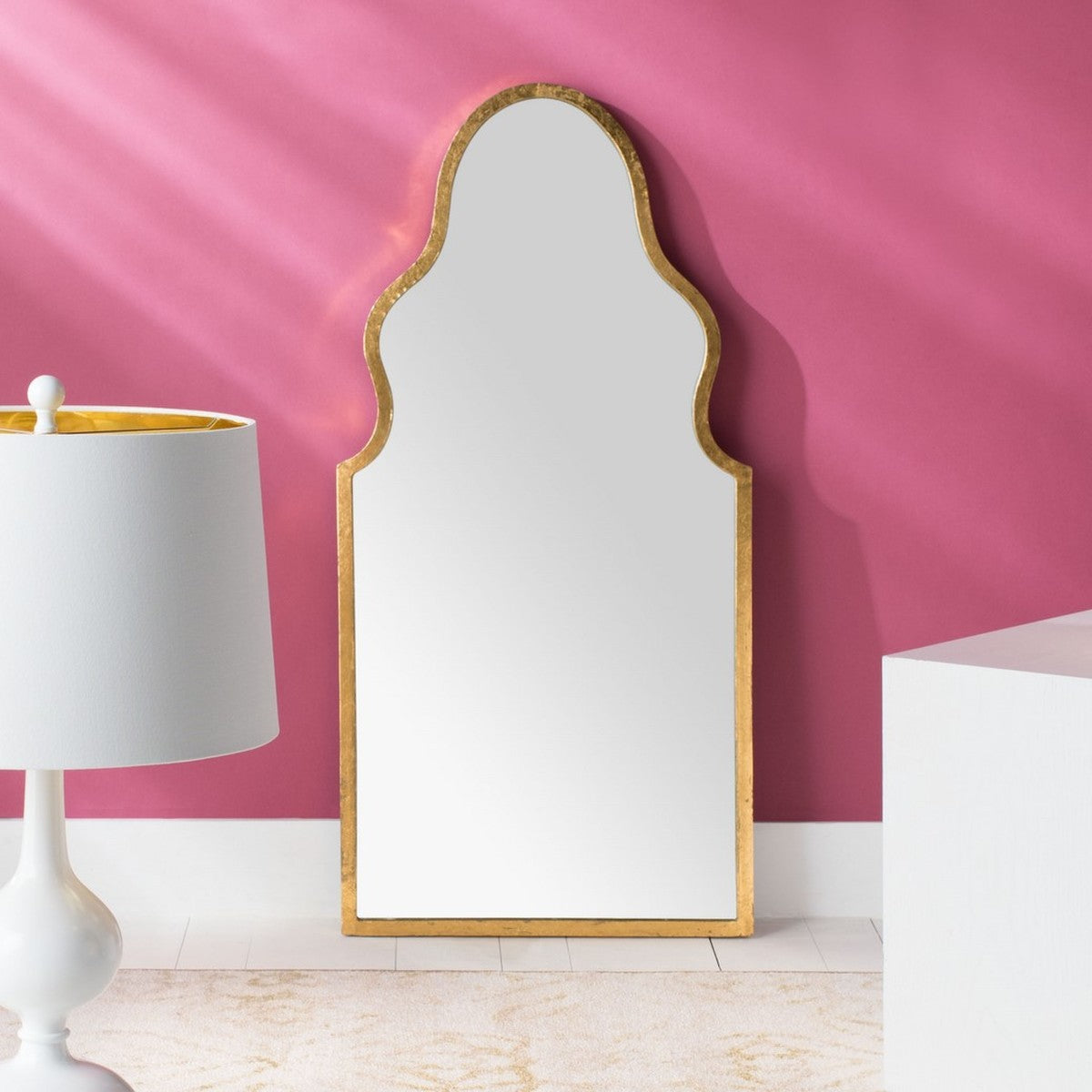Agrabah 23.5-in L x 14.5-in W Irregular Gold Foil Framed Wall Mirror (SB315)