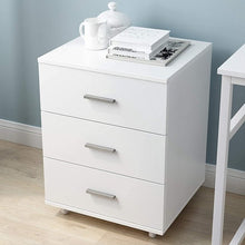 Load image into Gallery viewer, 3-Drawer Mobile File Cabinets A4-size files Office Rolling Wooden Filing Cabinet with Lockable Casters White
