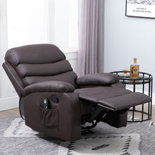 Load image into Gallery viewer, HOMCOM Manual Massage Recliner Chair with Heat and Remote Control, 8 Massaging Points, PU Leather, - Brown
