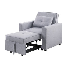 Load image into Gallery viewer, Zoey Light Gray Linen Convertible Sleeper Chair with Side Pocket

