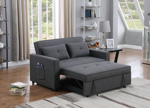 Dark Gray Linen Convertible Sleeper Loveseat with Side Pocket (Armless Couch ONLY)