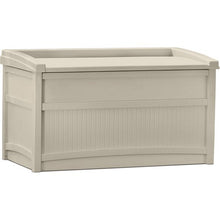 Load image into Gallery viewer, Suncast 50 Gallon Outdoor Resin Deck Storage Box with Seat, Light Taupe 2269CDR
