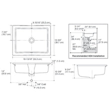Load image into Gallery viewer, Kohler Verticyl 19-13/16" Rectangular Undermount Bathroom Sink with Vertical Sides and Overflow 4078RR
